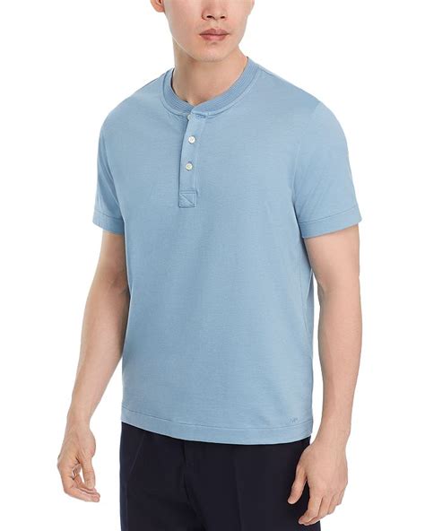 Michael Kors Chambray Short Sleeve Premium Texture Henley 